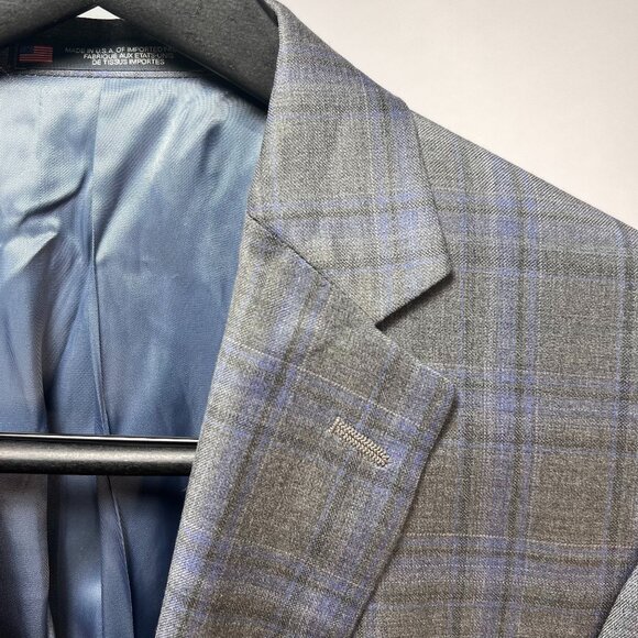 NWT Walter Morton/Hickey Freeman Men's 42L, Brown/blue Plaid Blazer,100% Wool US - Picture 1 of 5